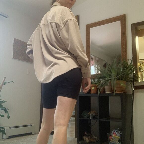 No Brand (M/L) Courderoy Beige Button Up - Casual Hip Longsleeve Warm Top Blouse - Picture 3 of 6